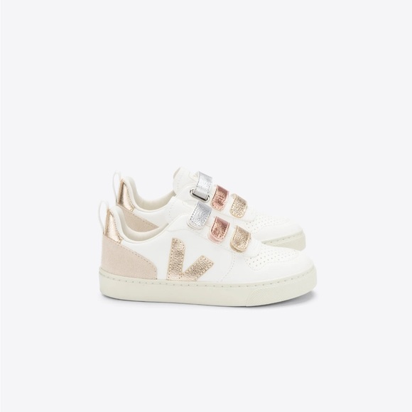 Veja Other - Veja Kids' Sneakers V-10 LEATHER MULTICO WHITE SHINY sz: 2